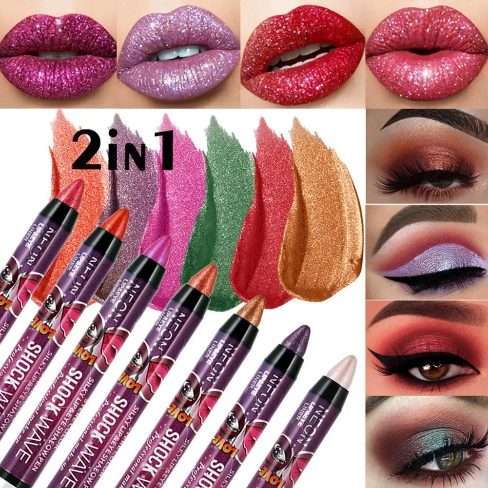 

12 Colors Eyeshadow Stick Lip Pencil Waterproof Glitter Shimmer Long Lip Dual & Use Lasting Eye Cosmetics Shadow Eye X0X0