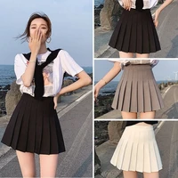 high waist pleated skirt shows thin and light proof short skirt a line skirt japanese academy pure color girl skirt woman skirts