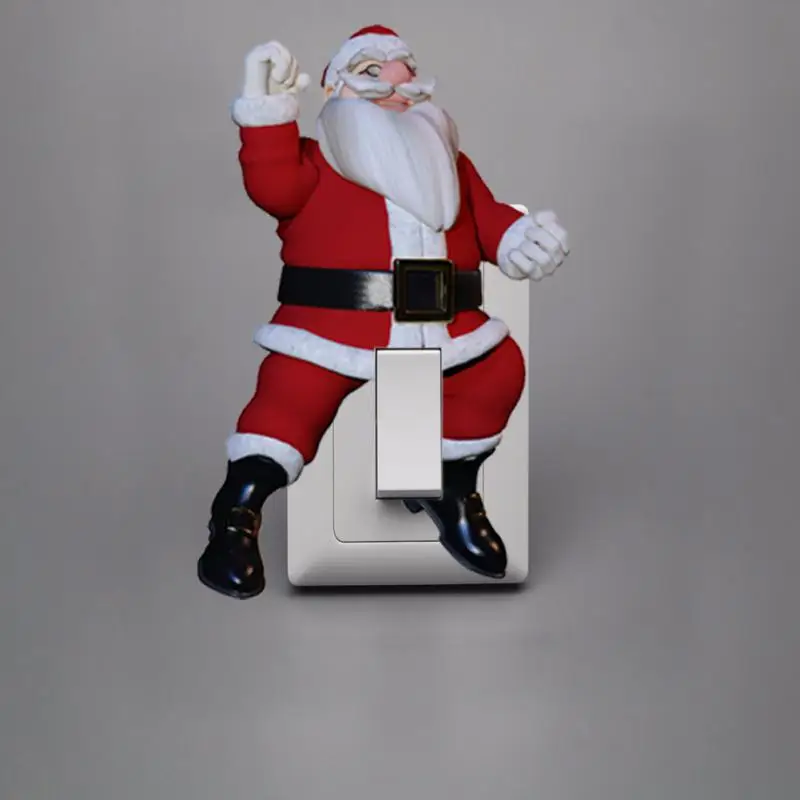 

5 шт. смешные наклейки на выключатель Санта-Клауса, съемные рождественские наклейки из ПВХ «сделай сам», художественные наклейки на стену, у...