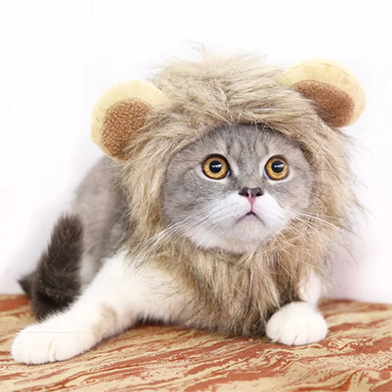 Забавный костюм для домашних животных кошек парик Лев грива шапка головной убор