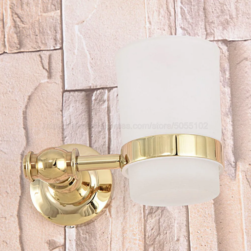 Wall Mounted Cup &amp Holders Gold Color Brass Cups Toothbrush Holder Bath Hardware Sets Single zba309 | Обустройство дома