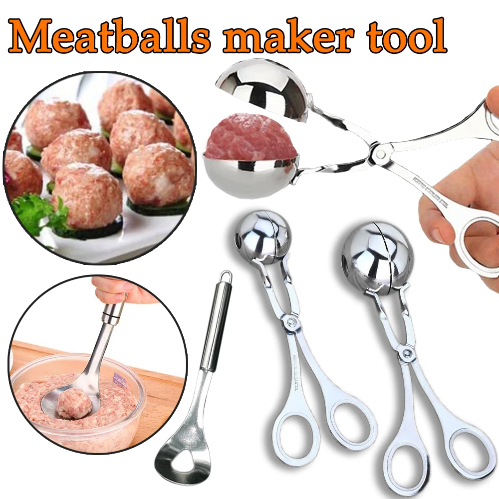 

Kitchen Newbie Meatball Maker Toolor Stainless Steel Stuffed Meatball Clip DIY Fish Meat Rice Ball Maker Non-Stick Meatball Mold