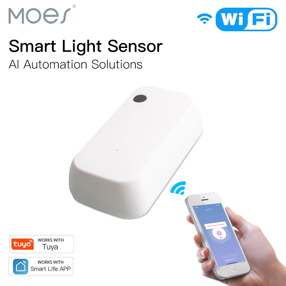 

WiFi Smart Light Sensor Tuya Smart Life App Control Lighting Illumination Sensor Detector to AI Automation 1000LUX 12V Max