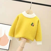 new spring winter baby girl boys casual sweater childrens knitted woolen kids cute avocado warm thicken solid color mink down