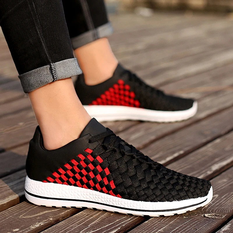 SMS Men Running Shoes Fashion Outdoor Woven Shoes Light Sports Shoes Flats Breathable Non-slip Wear-resistant Shoes Sneakers