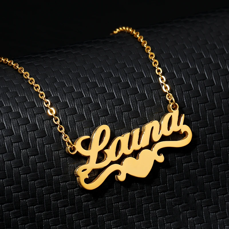 Ожерелье с именем на заказ лентой в форме сердца ручная работа золотая цепочка из