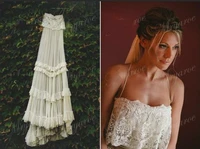 vintage hippie boho beach wedding dresses 2019 sexy spaghetti straps tiered lace vestido de noiva bridal gown wedding dress