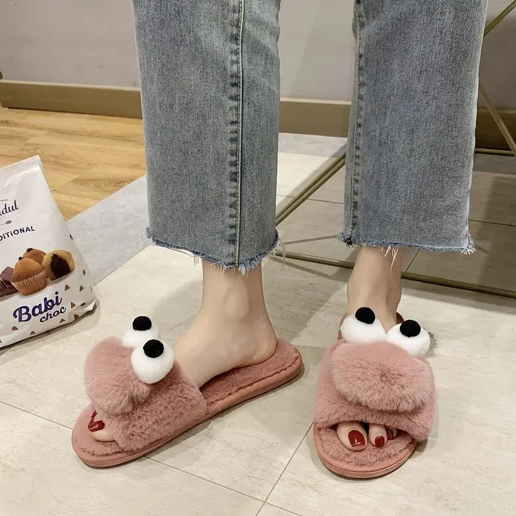 2021 Autumn and Winter New Style Cotton Slippers Ladies Funny Slippers Home Slippers Flat Slippers Women Furry Slippers Women