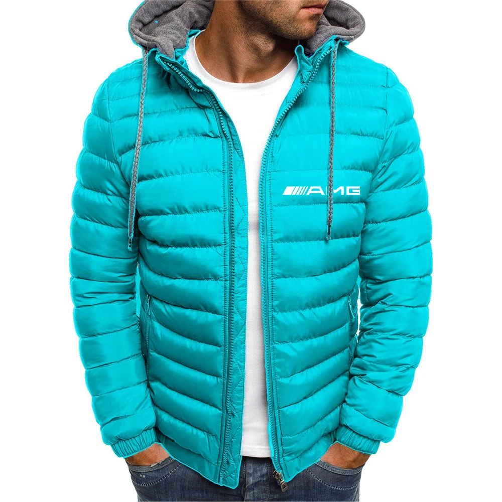 

New 2021 Zipper Casual Men's AMG Coats Warm Thick Comfortable Decal Jackets Casual Hooded Overcoats Brand Clothing