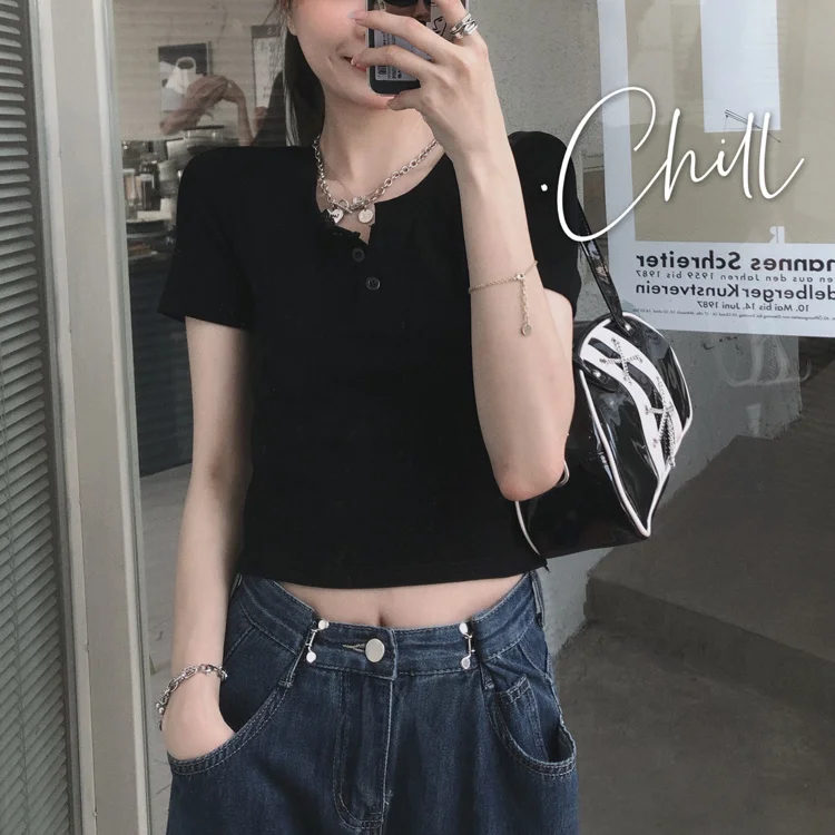 Корейская шикарная Дизайнерская футболка с коротким рукавом женская летняя