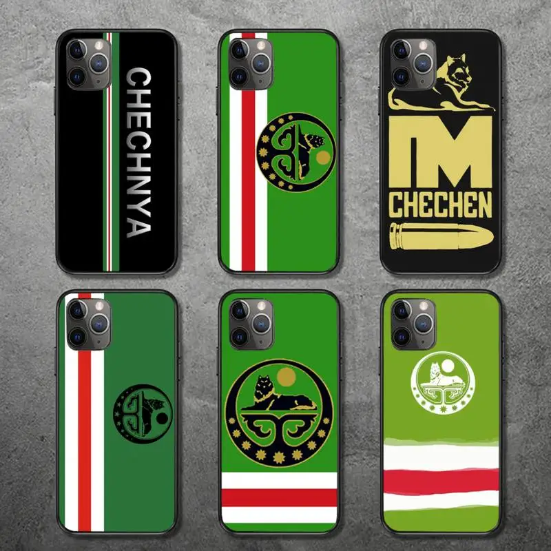 

Chechen National Flag Black Cell Phone Case for iPhone 13 12 11 mini pro XS MAX 8 7 6 6S Plus X 5S SE 2020 XR