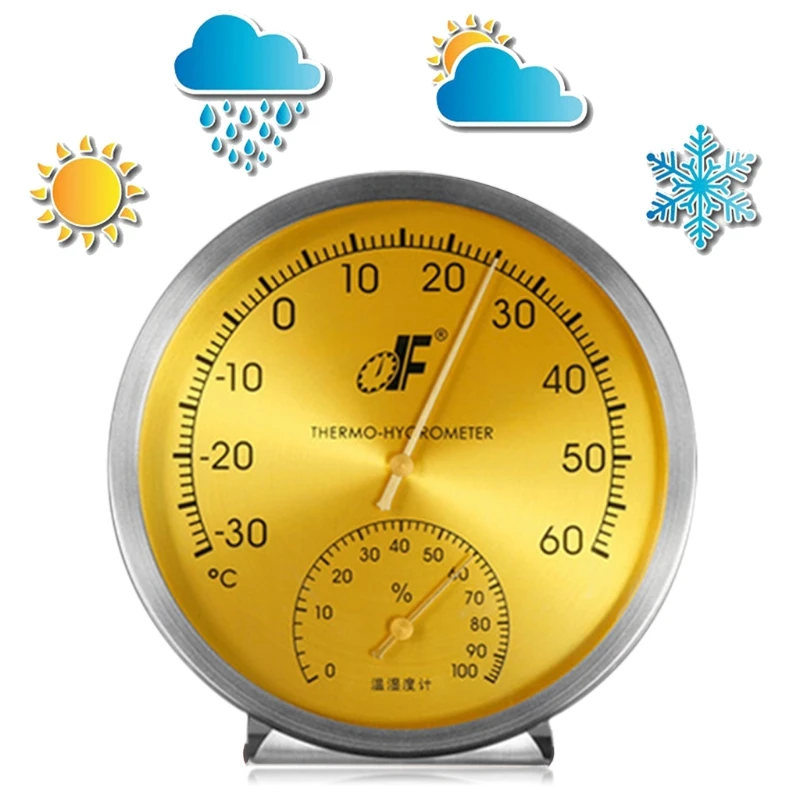 

Stainless Steel Analog Dial Thermometer Hygrometer Temperature Humidity Meter W0YD