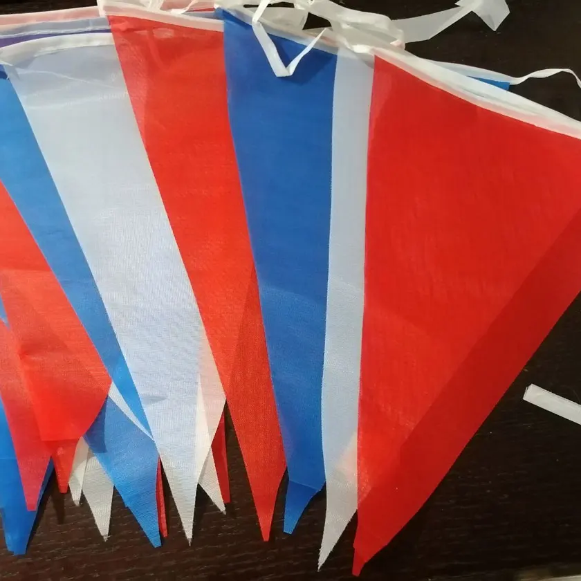 20 флагов 8 м синяя красная Белая Гирлянда флажки на стену шелковая ткань баннеры HQ
