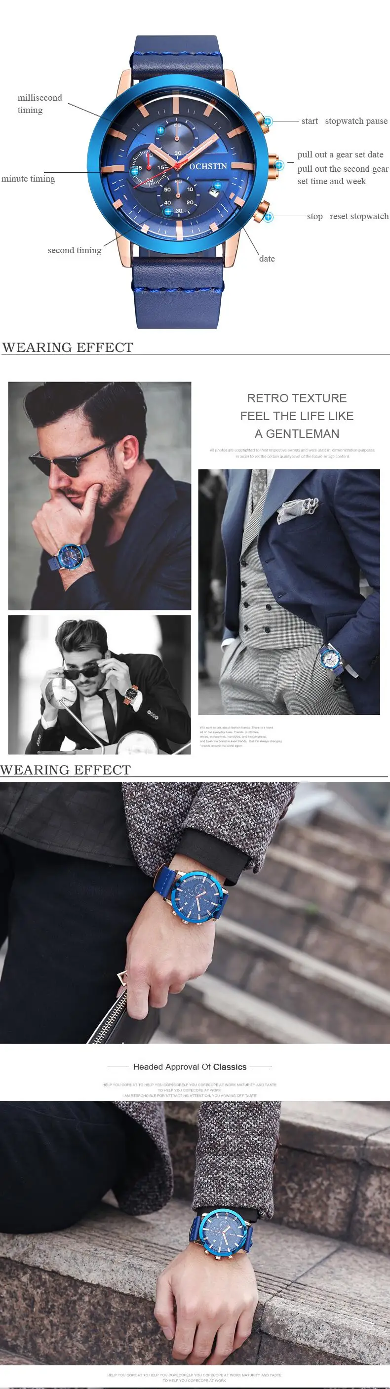 Reloj hombre OCHSTIN модные спортивные часы мужские роскошные многофункциональные хронограф повседневные кожаные наручные часы подарок relogio masculino