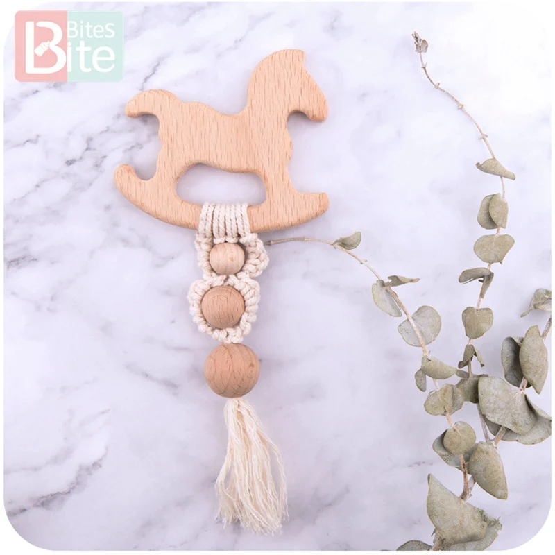 1PC Beech Wooden Horse Clouds Teether Crochet Wood Beads DIY Jewelry Making Tassel Pendant Baby Cart Accessories Goods |