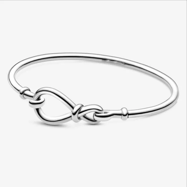 

New 925 Sterling Silver Pan Bracelet Eternal Symbol Flower Knot Chain Pan Bracelet Fit European Charm Bracelets Women Jewelry