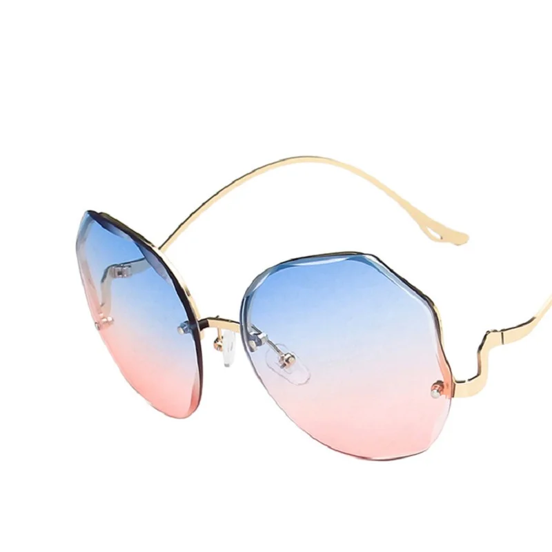 

Новые солнцезащитные очки без оправы женские корейские Солнцезащитные очки для круглого лица в большой оправе солнцезащитные очки с УФ-защ...