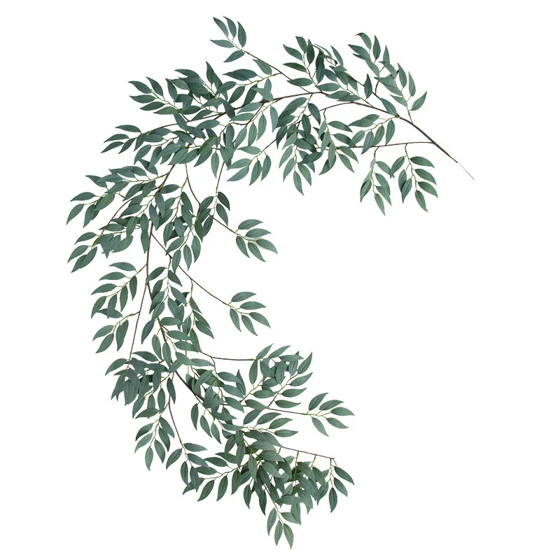 

180cm Artificial Plants Willow Rattan Decoration Leaf Plants Green Garland Wreath Rattan Fake Silk Wicker Leaves DIY Decoration