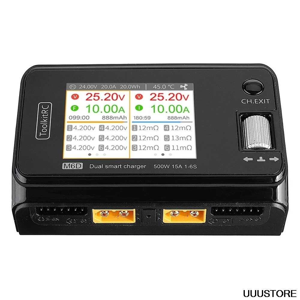 ToolkitRC M6D 500 Вт 15A DC Двухканальное мини зарядное устройство Dis для 1 6S Lipo LiHV Lion NiMh Pb Cell
