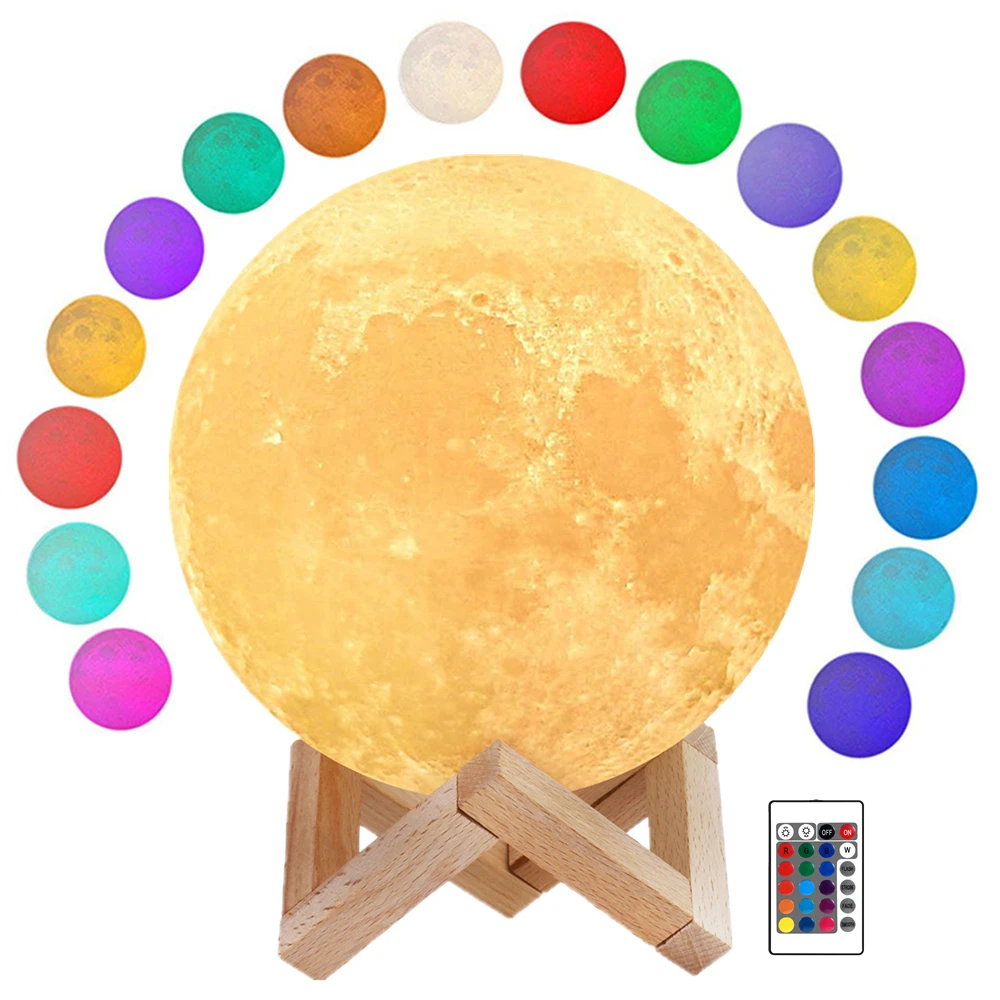 Ночник в виде Луны с 3D рисунком светильник приглушаемый светодиодный для