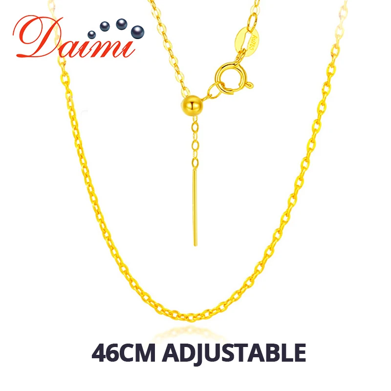 DAIMI 18K цепочка из желтого золота 18 дюймов цепочка для ожерелья 0,55 г "о" цепочка подарок для женщин - Цвет камня: 46cm Adjust Needle