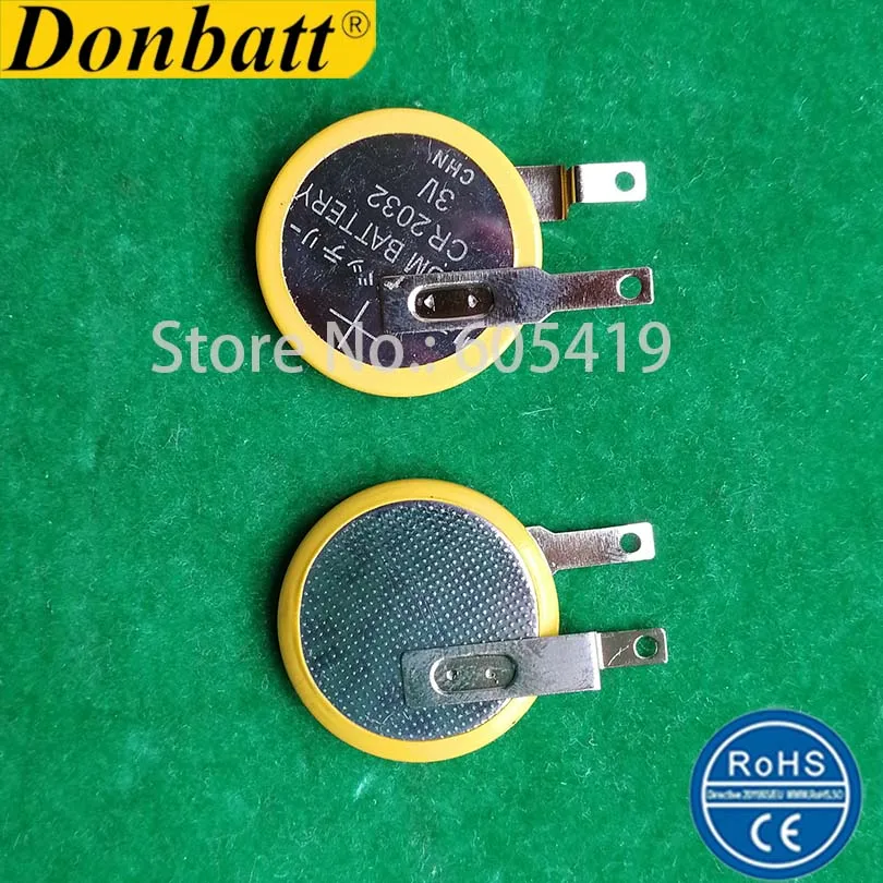 50 шт./лот SMD Tab CR2032 3v литиевая батарея кнопочного типа горизонтального и
