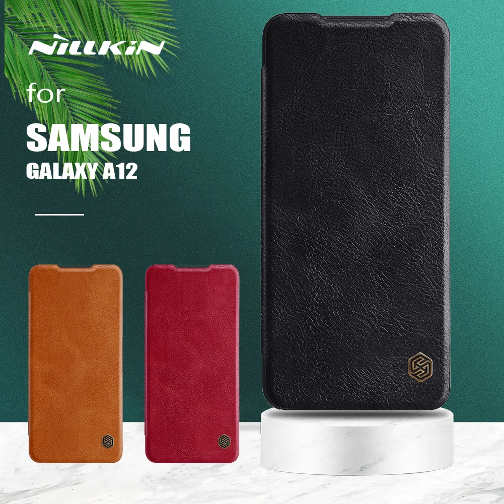 

Чехол-книжка для Samsung Galaxy A12, кожа, тонкий