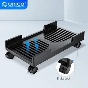 orico mobile adjustable computer tower holder computer cpu stand cart with braking lock wheels stand for pc computer cases free global shipping