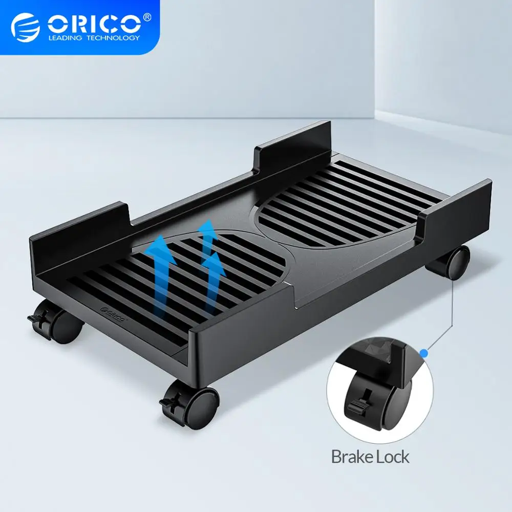Carrinho com Bloqueio de Travagem Suporte para Computador Orico Móvel Ajustável Computador Torre Titular Cpu Rodas Cases