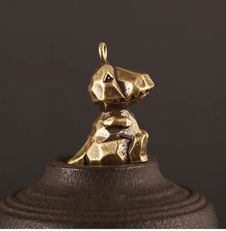Латунный ретро кулон в скандинавском стиле с геометрическим динозавром