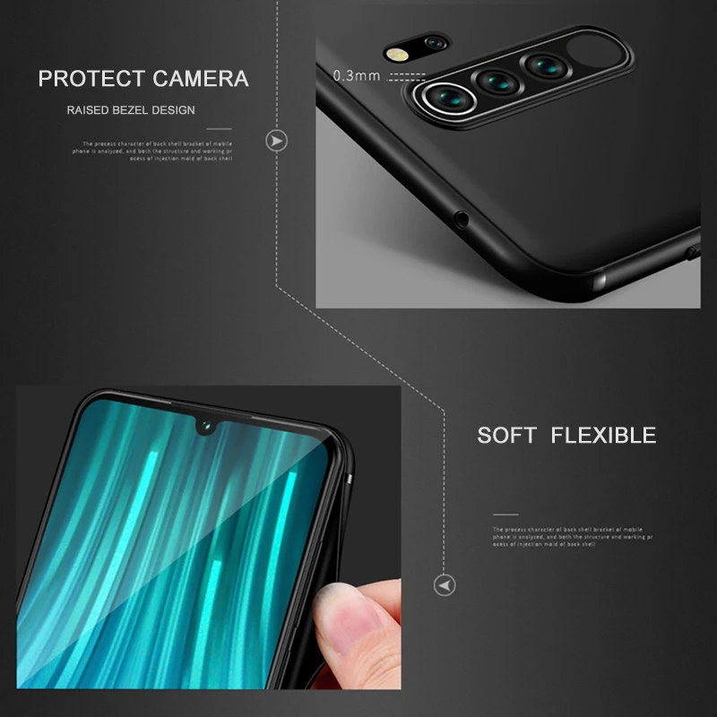 CAPSSICUM Ultra-thin Soft Matte Case for Xiaomi Redmi Note 8 Pro 8T Cases TPU Flexible Slim Back Cover for Redmi Note8 Note8pro
