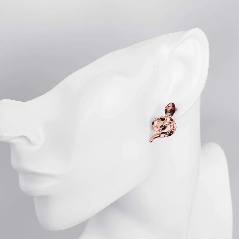 

ZEMIOR Serpentine Color Women Stud Earrings Czech Drill Personalized Rose Gold Earring Anniversary New Arrival Fashion Jewelry