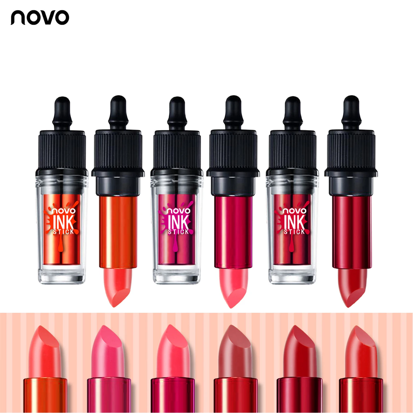 Помада для макияжа NOVO стойкая шелковистая и гладкая помада с чернилами