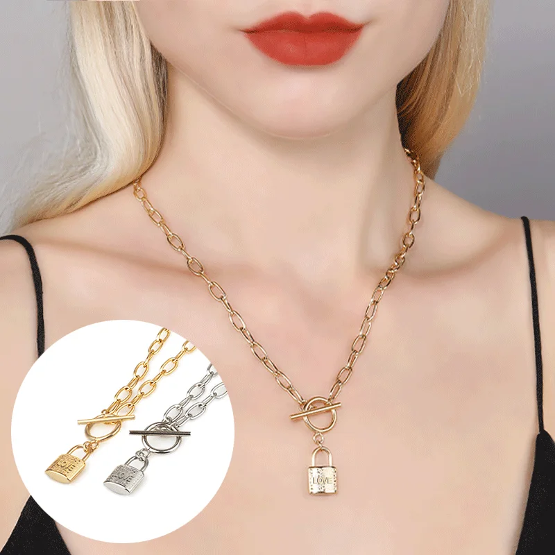 Многослойное ожерелье чокер с замком для влюбленных цепочка подвеской в виде