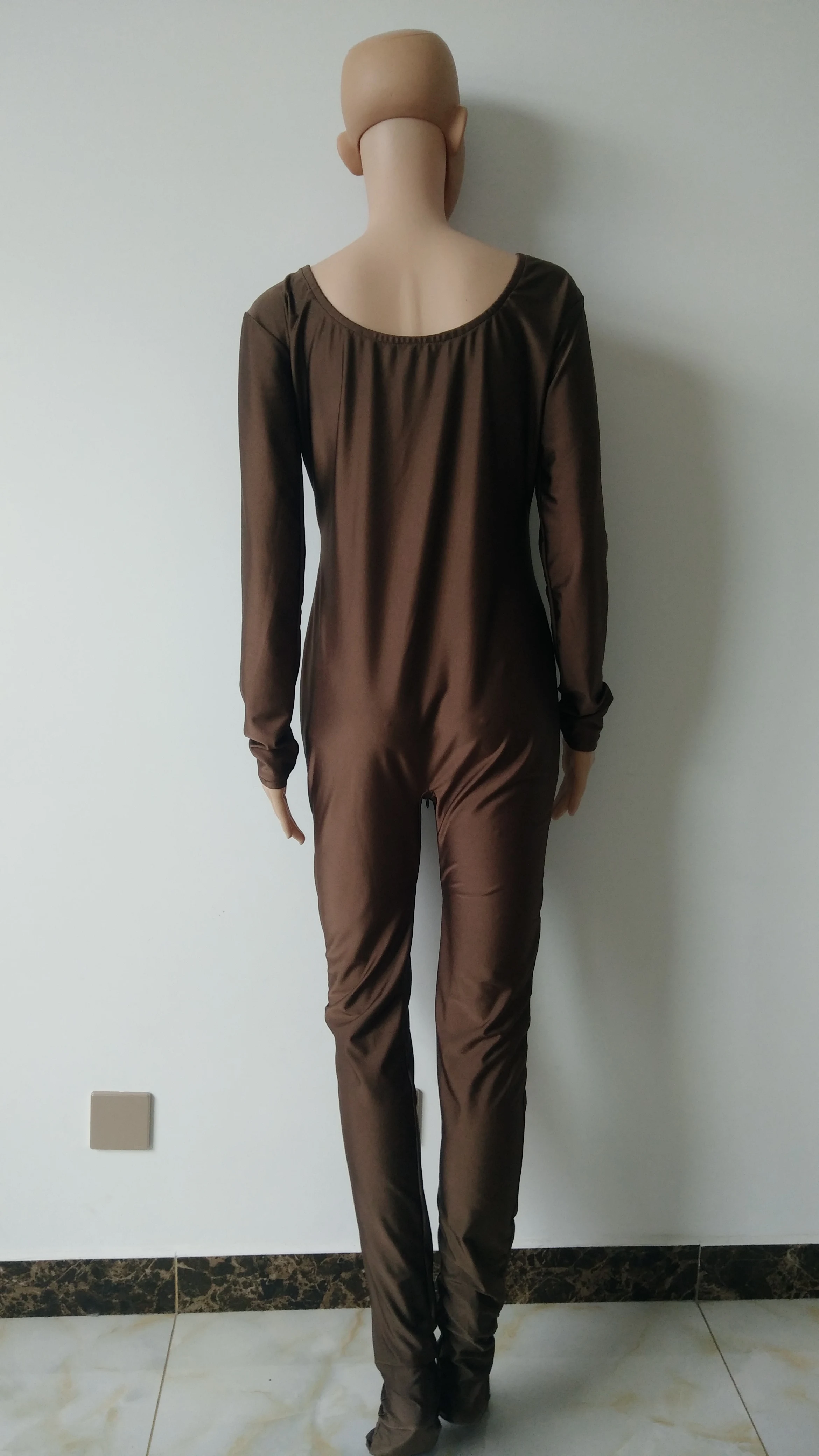 Темно коричневый женский комбинезон из спандекса костюмы для девочек