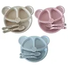 Набор легких детских тарелок с ложкой 7,87 дюйма и 3 отделениями