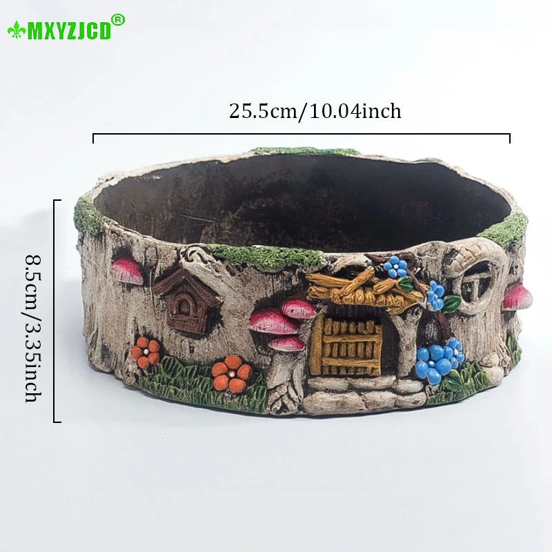 Имитация дома цемент цветочный горшок Ретро Круглый Поднос элемент контейнер