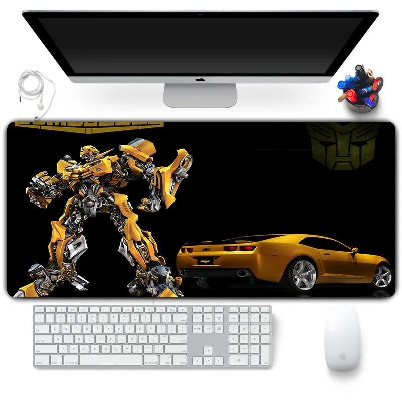 Большой коврик для мыши Bumblebee Soft Gaming для компьютерной клавиатуры, большой стол/деск-мат с Optimus Prime Transformers Anime 900x400.