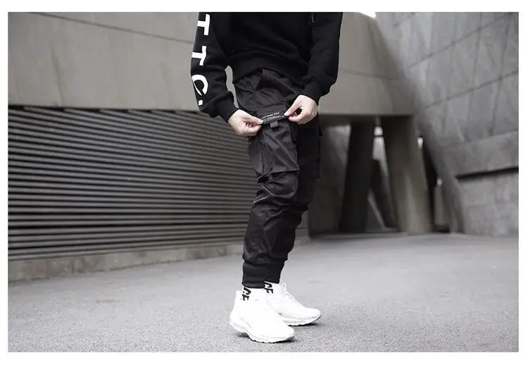 April MOMO 2019 Men Multi-pocket Harem Hip Pop Pants Trousers Streetwear Sweatpants Hombre Male Casual Fashion Cargo |