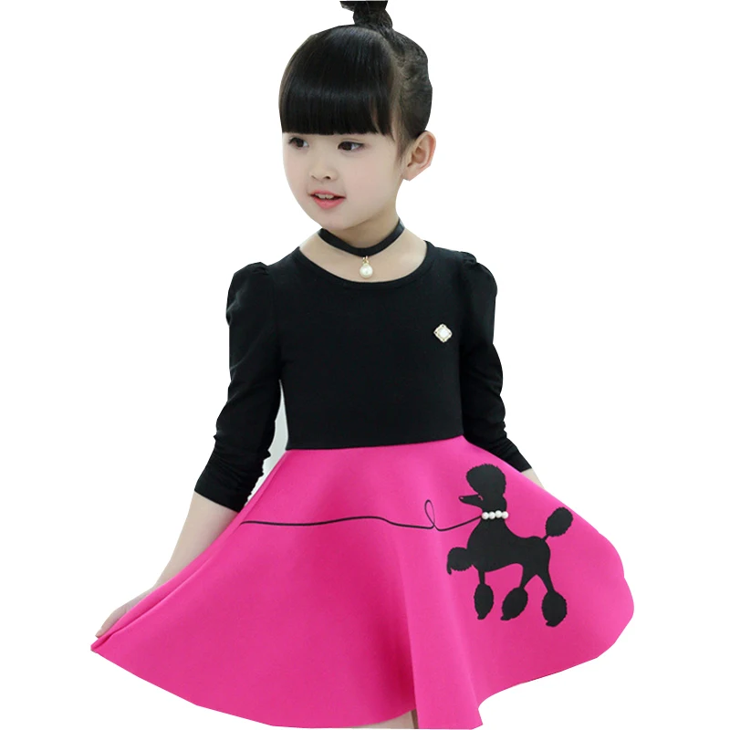 Детское Хлопковое платье с длинным рукавом принтом | Детская одежда и обувь