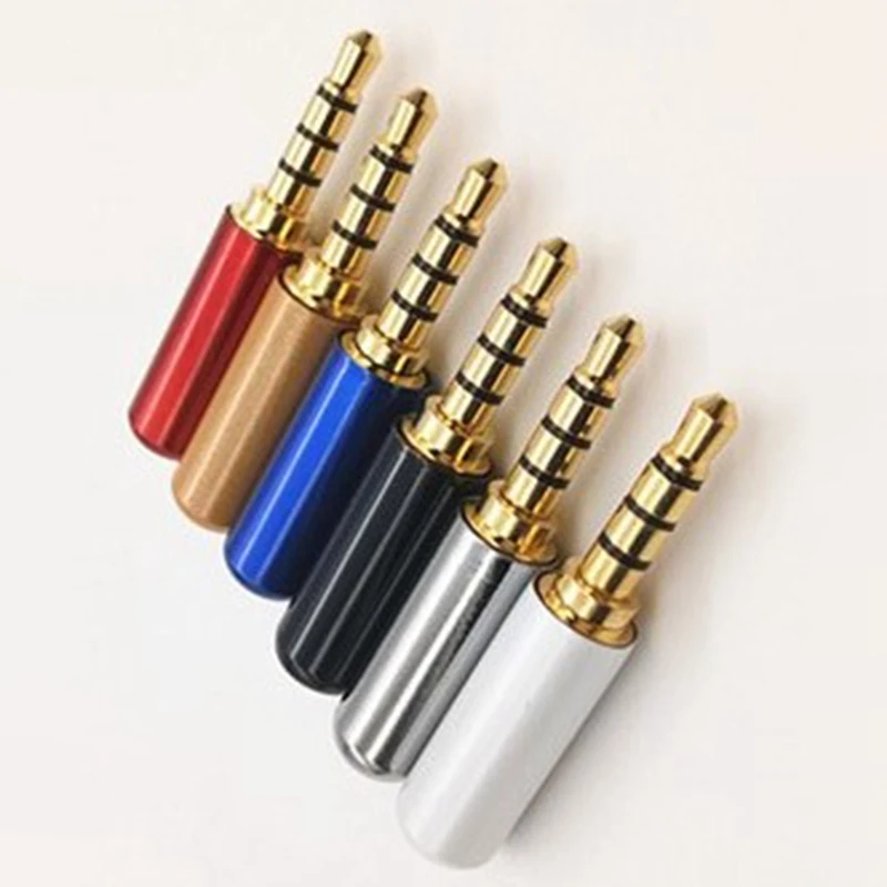 

100PCS New Gold Plated 1/8 Inch 3.5mm 4 Pole Male Plug Audio for Music Player Solder
