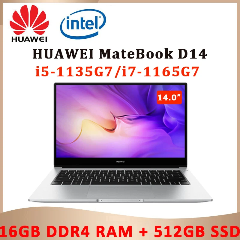 

Huawei MateBook D 14 2021 laptop Intel i5-1135G7/i7-1165G7 16GB RAM 512GB SSD WiFi 6 IPS full-screen notebook computer Ultrabook