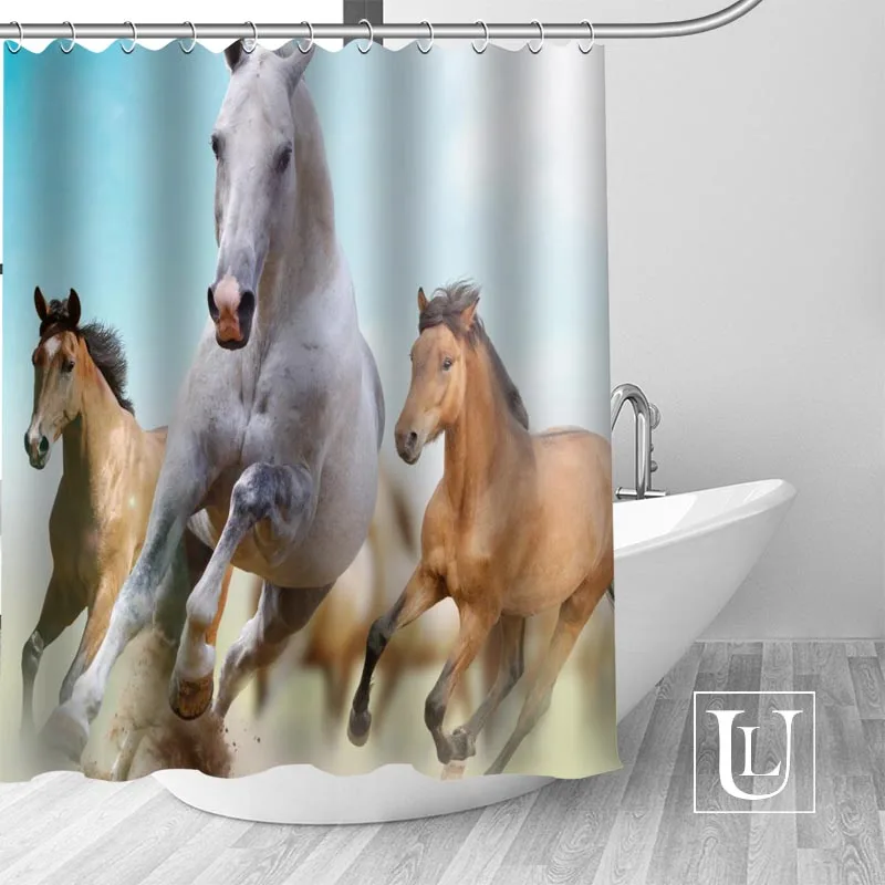 

Пользовательские Милые лошадки занавески для ванной, тканевые современные занавески для душа, красивые занавески для ванной комнаты, декор...