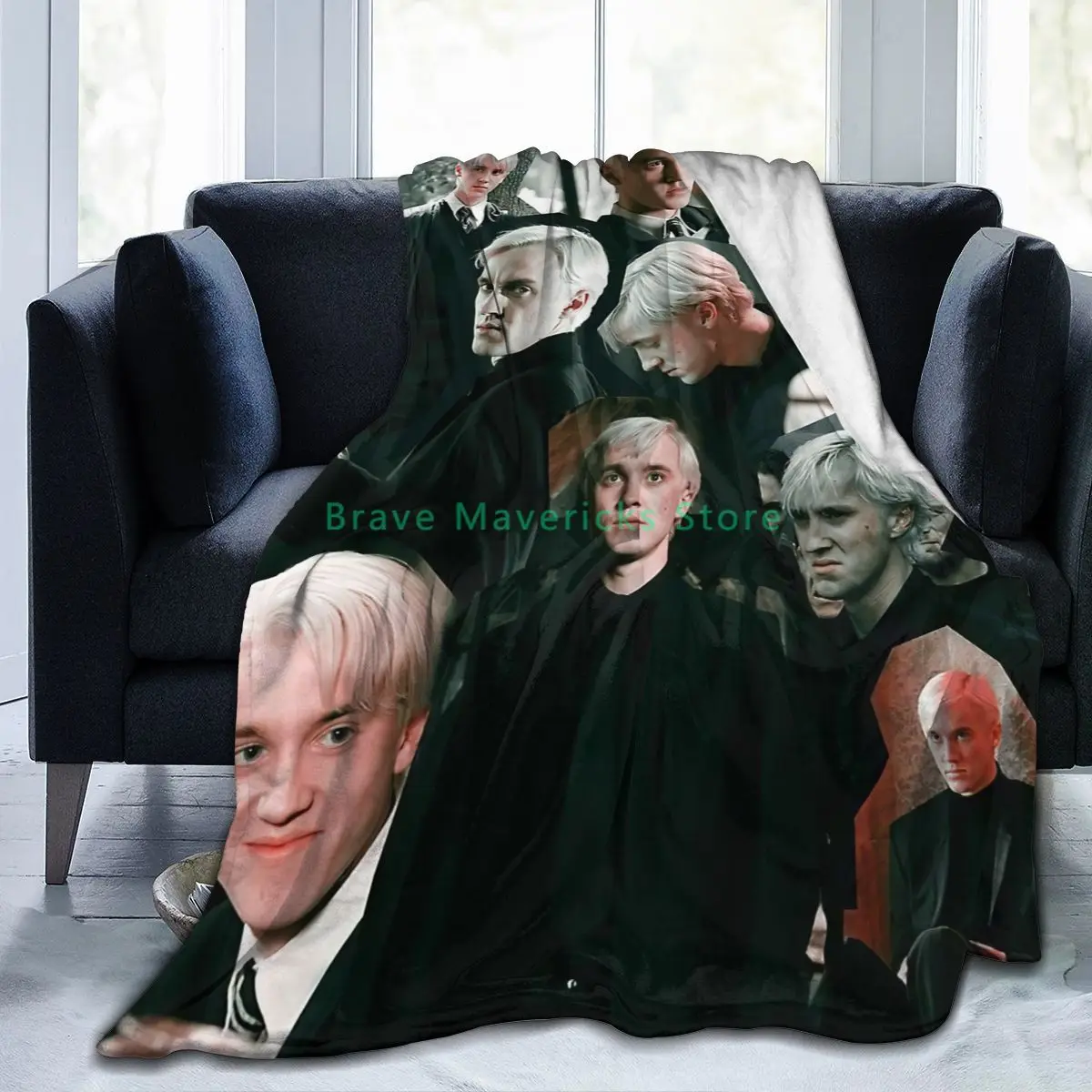 

3D Printed Blanket Draco Malfoy Collage Flange Blanket Bed Throw Soft Cartoon Printed Bedspread Bedspread Sofa Gift