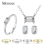 Modian 925 Стерлинговое Серебро модный Шарм AAA циркон ожерелье серьги кольца Свадебные набор украшений для женщин, хорошее ювелирное изделие