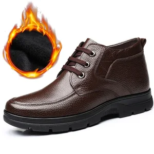 Мужские ботинки из натуральной кожи, зимние теплые ботинки с хлопковой подкладкой, до лодыжки, A1884