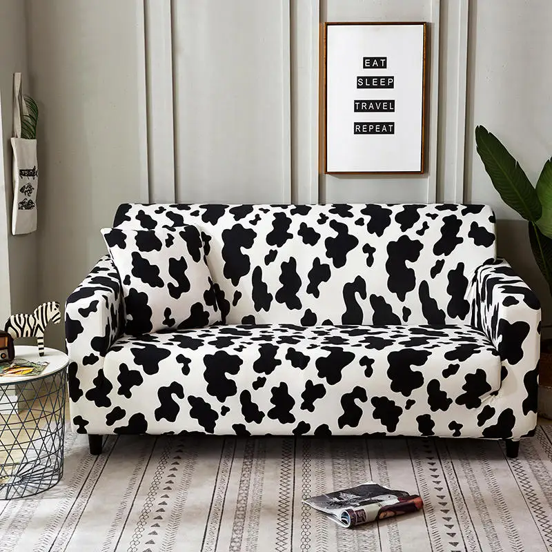 

Home Living Cow Pattern Print Sofa Decor Seat Protector Cover Elastic Slipcover Stretch Couch Cover 1-4 Seaters Sofa Covers