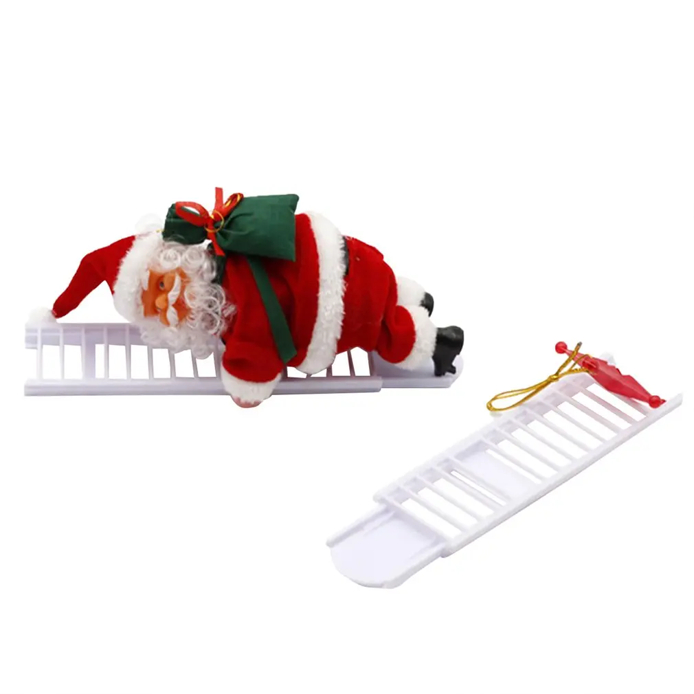 

Christmas Electric Santa Claus Climbing Ladder Doll Music Creative Xmas Decor Kid Toy Gift exquisite facial expression toy
