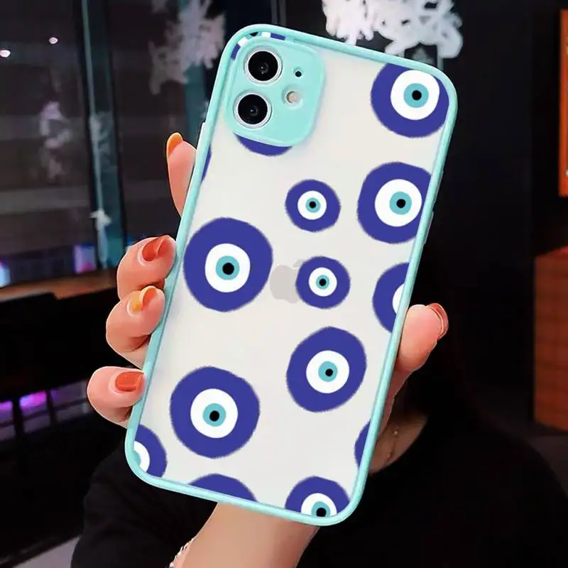 

Evil eye lucky eyes luxury Phone Cases shell matte transparent For iphone 7 8 11 12 plus mini x xs xr pro max cover