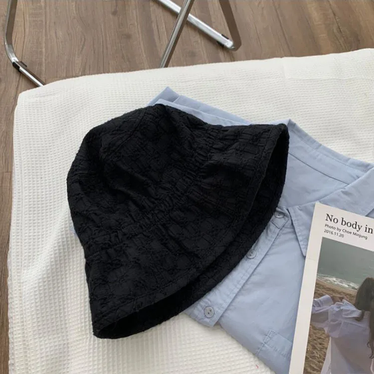 

Fisherman Hat Female Spring And Summer Sun Protection UV Grid Bucket Hat Wild Face-lift Drawstring Sun Hat Gorras